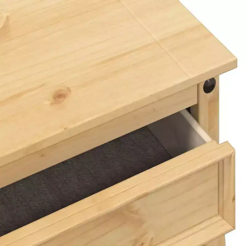 Mesa consola de madera maciza de pino, acabado en cera miel, con un cajón, 28.7"x13.8"x28.7"