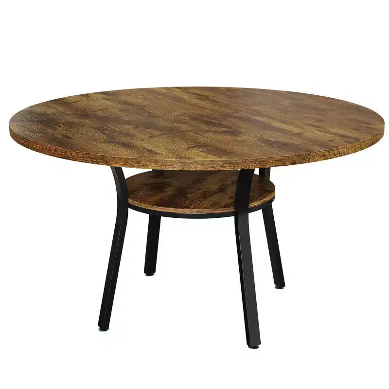 Ronde eettafel voor 4-6 personen, 47 keuken tafel met opbergruimte, houten ronde eettafel met metalen poten, moderne eettafels voor keuken