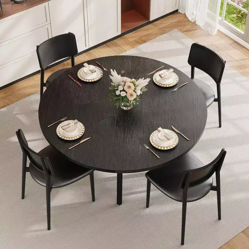 Ronde eettafel voor 4-6 personen, 47 keuken tafel met opbergruimte, houten ronde eettafel met metalen poten, moderne eettafels voor keuken