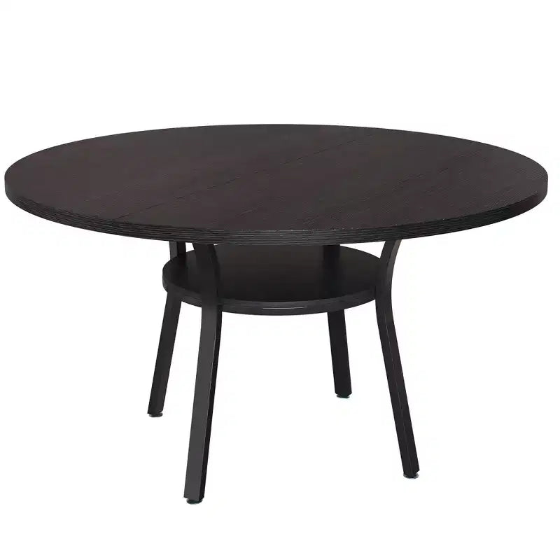 Ronde eettafel voor 4-6 personen, 47 keuken tafel met opbergruimte, houten ronde eettafel met metalen poten, moderne eettafels voor keuken