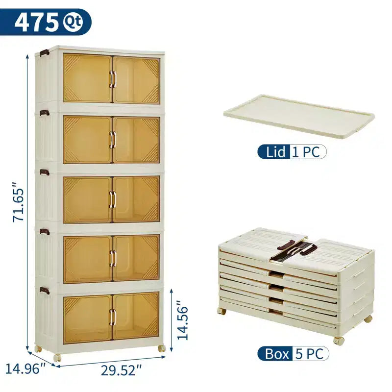 Stapelsystem-Aufbewahrungsboxen mit Deckeln, Kunststoff-Aufbewahrungsschubladen mit magnetischen Türen und Rollen, faltbare Kleiderschrank-Organizer für Zuhause, Studentenwohnheim  