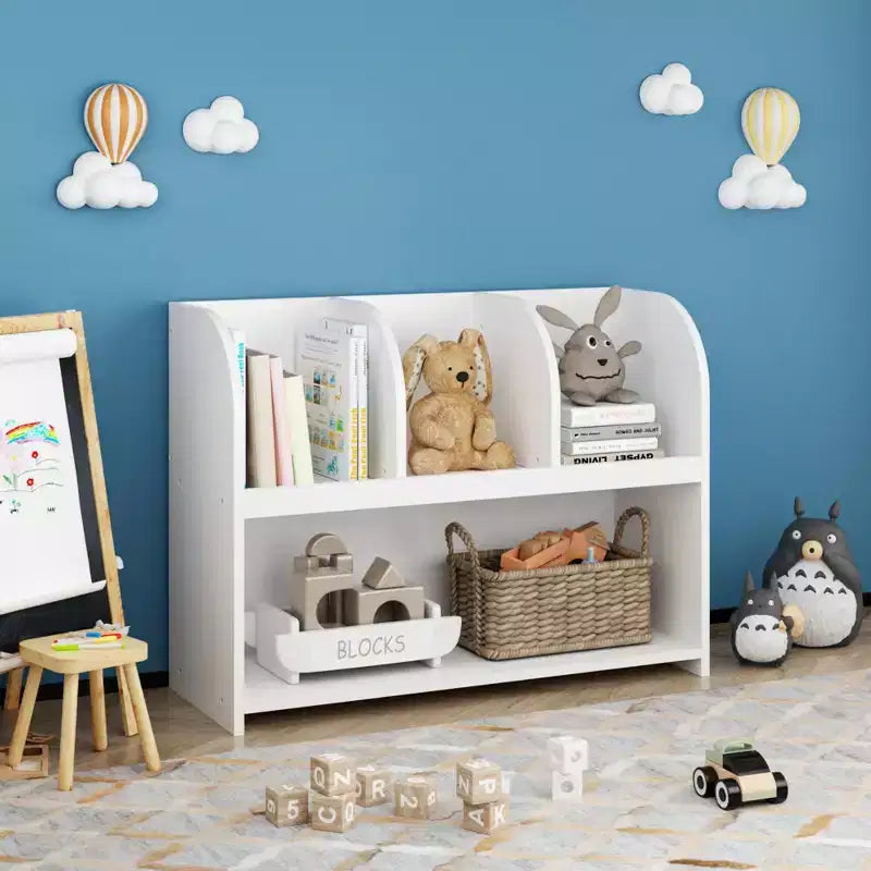 Libreria per Bambini con 4 Scomparti, Scaffale Porta Libri, Espositore, Porta Giocattoli per Cameretta, Sala Giochi, Nursery