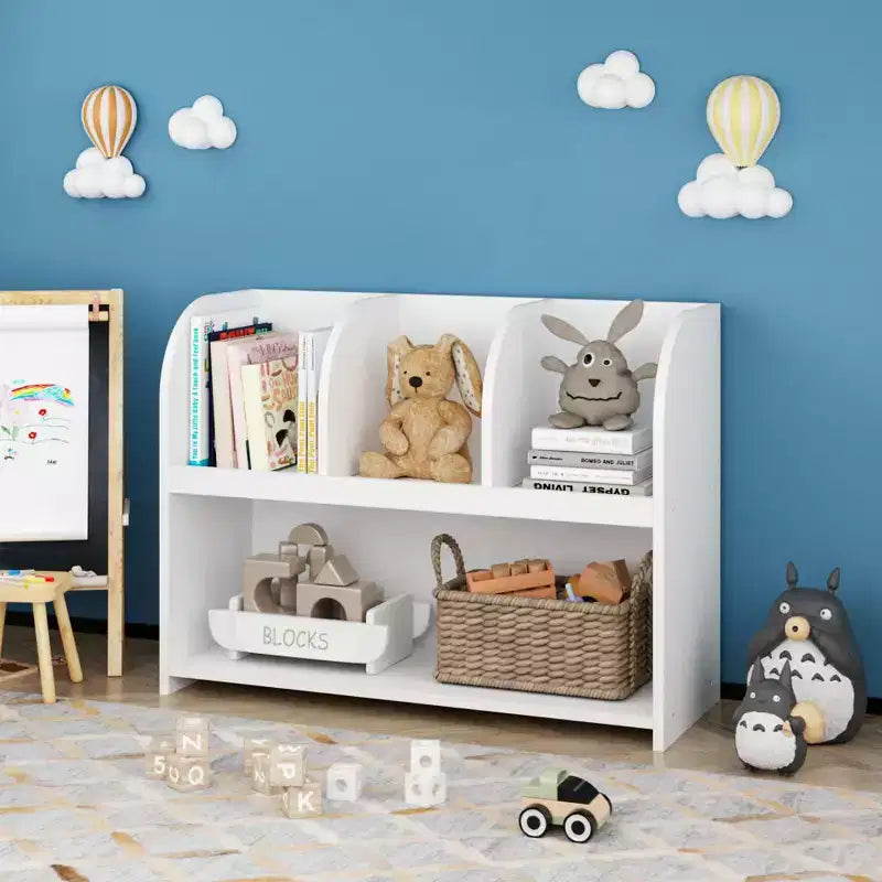 Kinderbücherregal mit 4 Fächern, Aufbewahrungsregal, Präsentationsregal, Spielzeugorganizer für Kinderzimmer, Spielzimmer, Kinderzimmer  