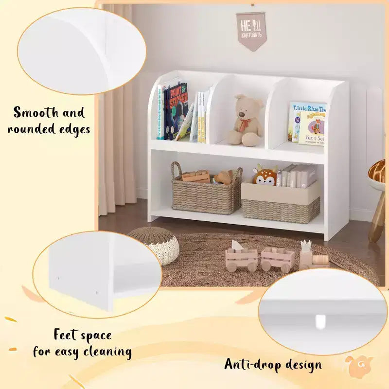 Libreria per Bambini con 4 Scomparti, Scaffale Porta Libri, Espositore, Porta Giocattoli per Cameretta, Sala Giochi, Nursery