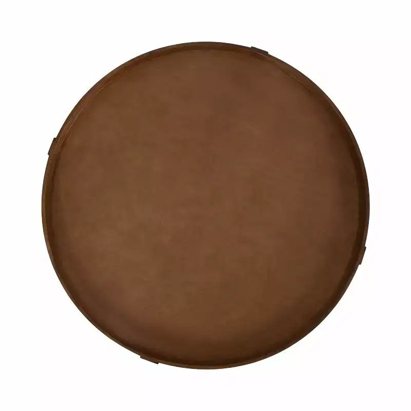 Ronde Houten Salontafel, Twee Niveaus, Rustiek Bruin, 28,25"x20,5"