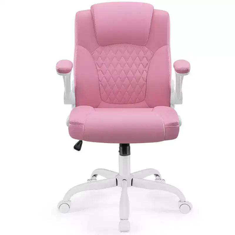 PU leren executive bureaustoel, ergonomische hoge rugleuning met verstelbare hoogte, opklapbare armleuningen, comfortabele stoel voor thuiswerkplek