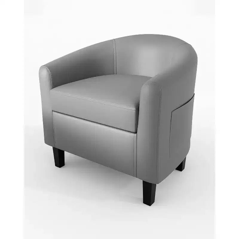Accent Chairs Faux Leather Barrel Chairs Club Armchairs with Soft Seat for Living Room Bedroom Reading Waiting Room