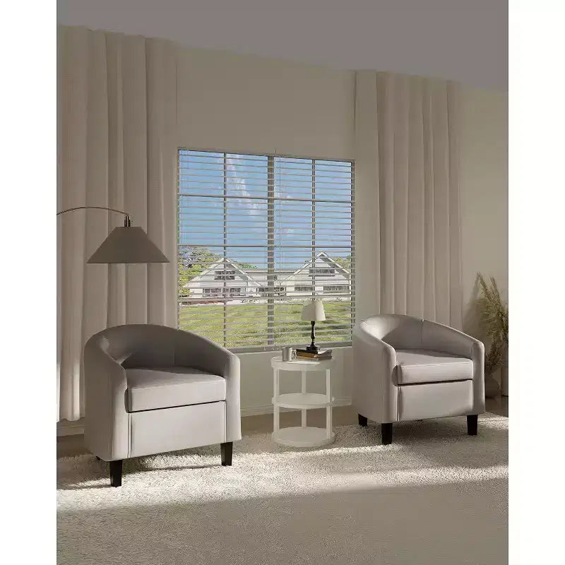 Accent Chairs Faux Leather Barrel Chairs Club Armchairs with Soft Seat for Living Room Bedroom Reading Waiting Room