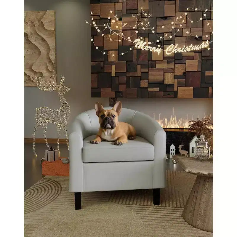 Accent Chairs Faux Leather Barrel Chairs Club Armchairs with Soft Seat for Living Room Bedroom Reading Waiting Room