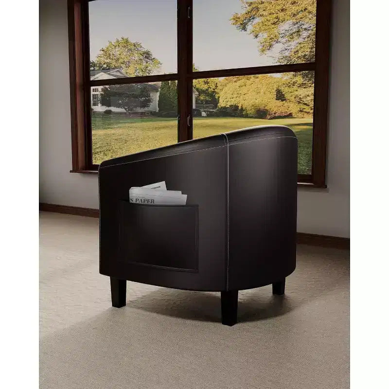 Accentstoelen van kunstleer, barrel chairs, clubfauteuils met zachte zitting voor woonkamer, slaapkamer, leeshoek, wachtruimte