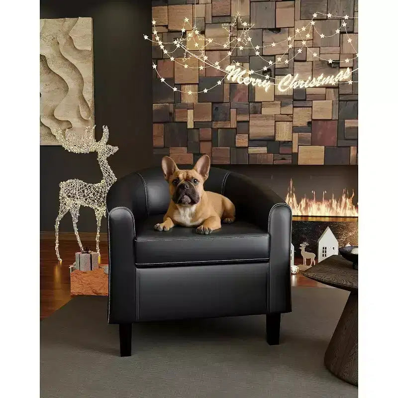 Accent Chairs Faux Leather Barrel Chairs Club Armchairs with Soft Seat for Living Room Bedroom Reading Waiting Room