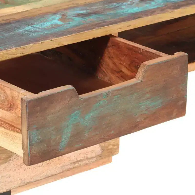 Solid Reclaimed Wood Console Desk with Iron Legs, Industrial Vintage Style