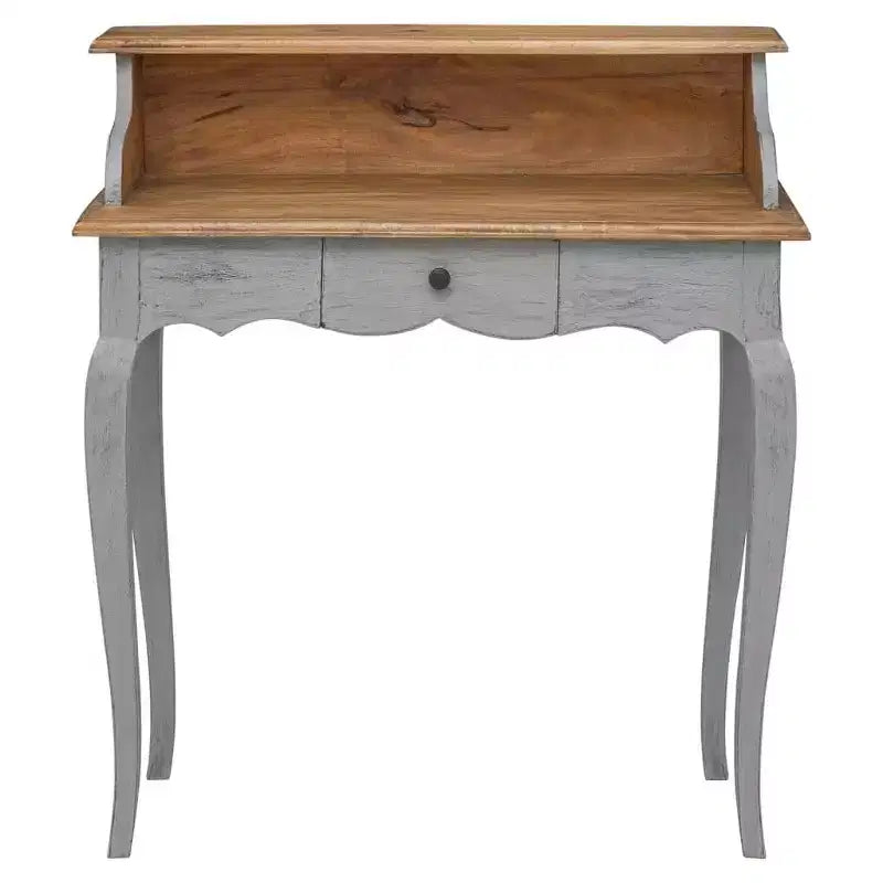 Solid Mahogany Writing Desk, Antique Style with Raised Shelf and Drawer, 31.5"x15.7"x36.2"