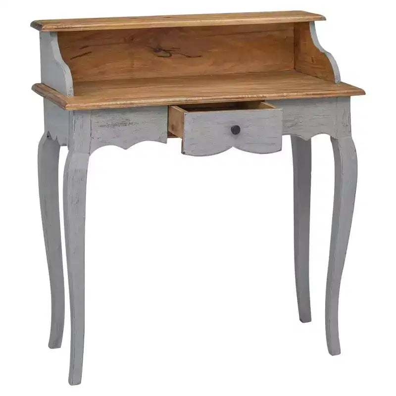 Solid Mahogany Writing Desk, Antique Style with Raised Shelf and Drawer, 31.5"x15.7"x36.2"