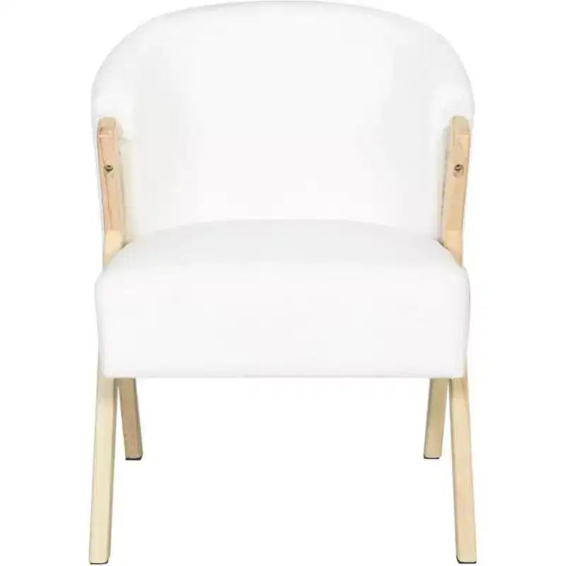 Modern Minimalist Accent Chair with White Upholstery and Wood frameComfy Lounge Chair for Living Room, Bedroom, Home Office, or Cafe