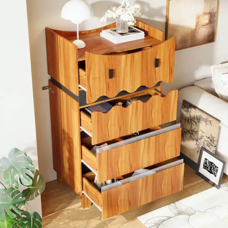 Creatieve monster-vormige verticale ladekast, houten afwerking met meerdere laden