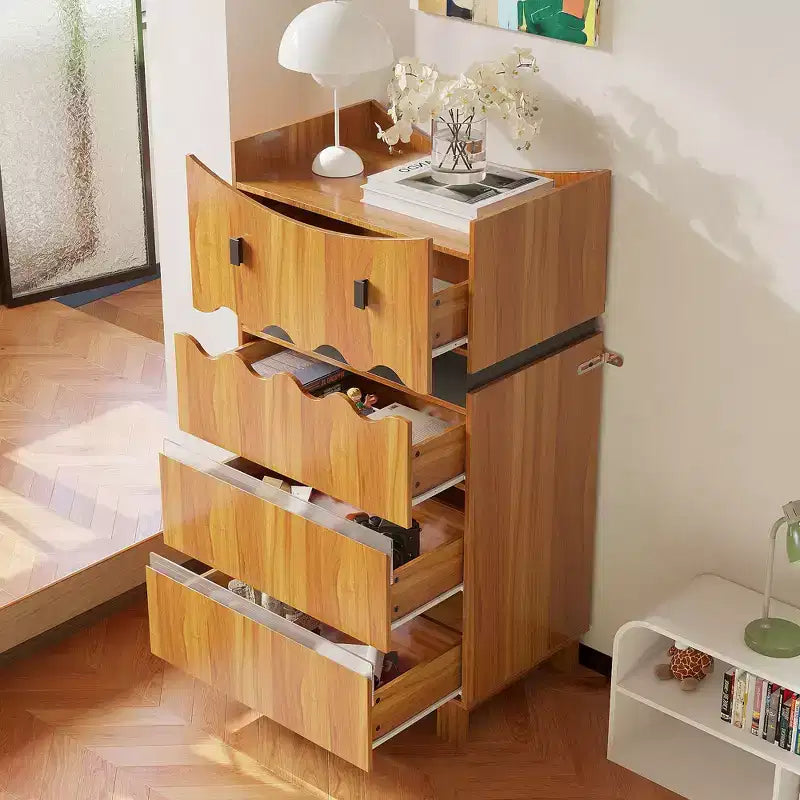 Creatieve monster-vormige verticale ladekast, houten afwerking met meerdere laden