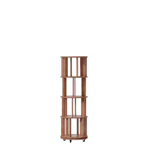 TUYOHW Rotating Bookshelves with Wheels,Round Revolving,Bookshelf Tower,Narrow Tall,Soild Wood Bookcases for Small Space,Office,Walnut