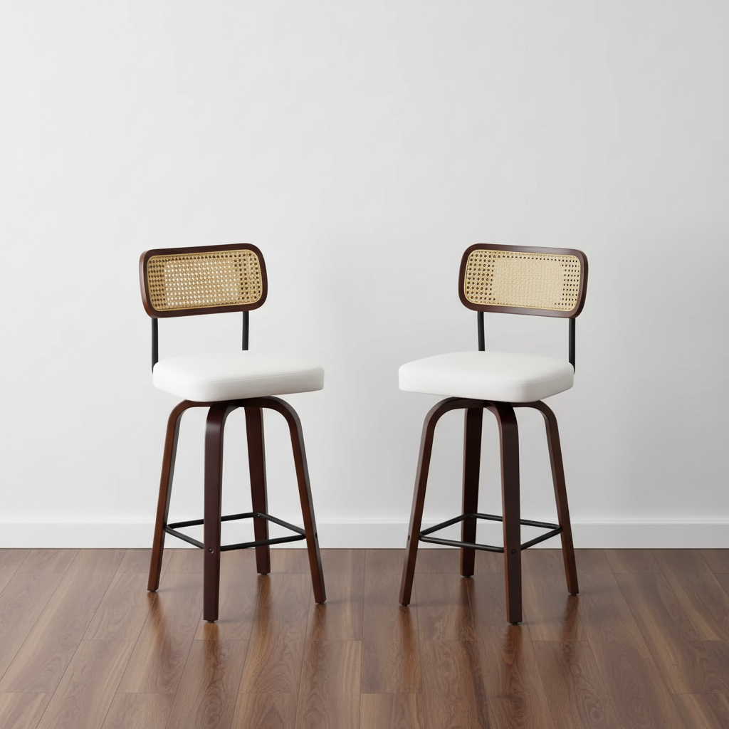 Modern Bar Stool - White Wall Dark Oak Floor