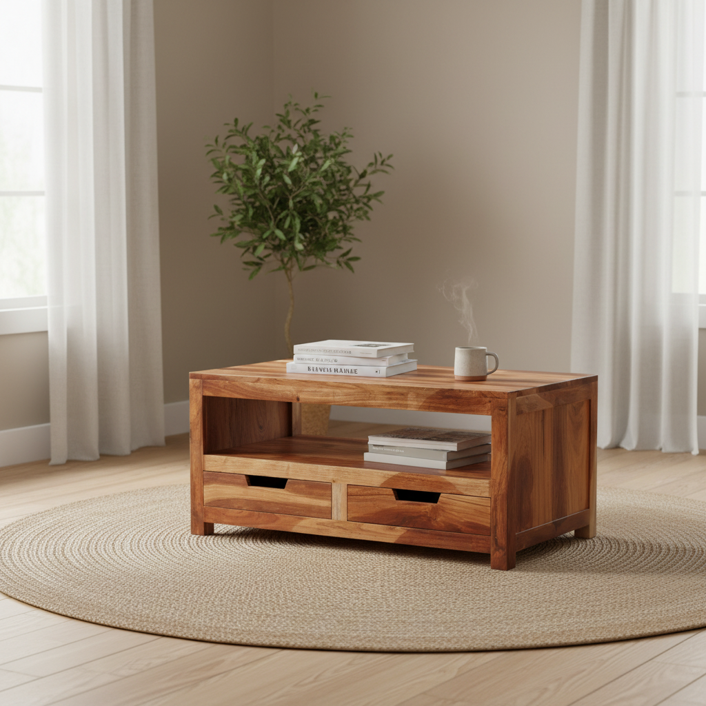 Solid Wood Coffee Table 1:1 Lifestyle Scene