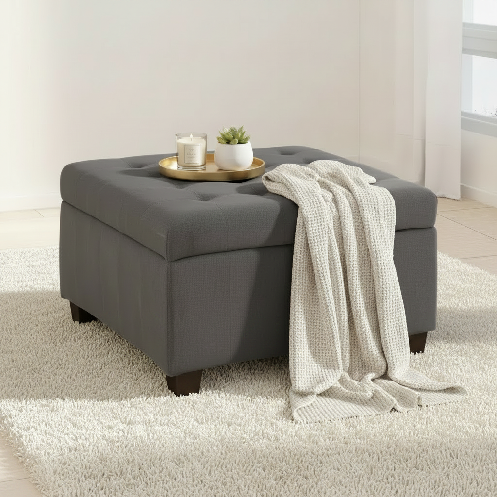 Storage Ottoman - With Shaggy Rug